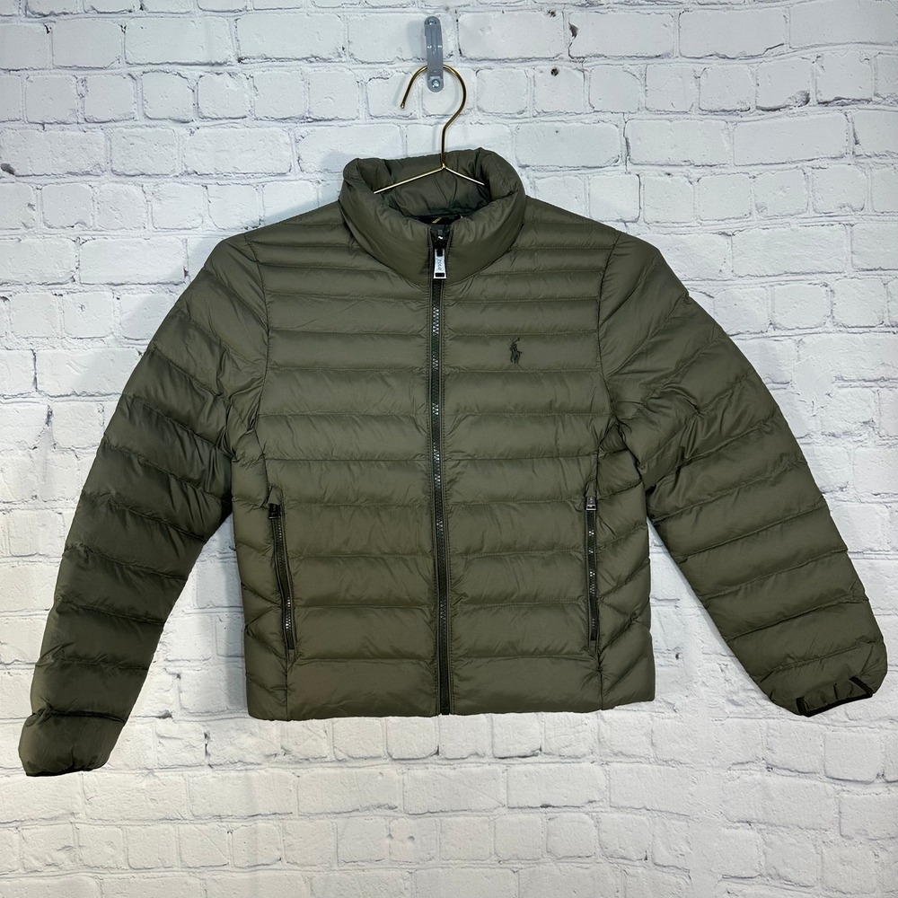 Polo Ralph Lauren Kids Olive Green Puffer Jacket Size S 8 Down Fill Coat